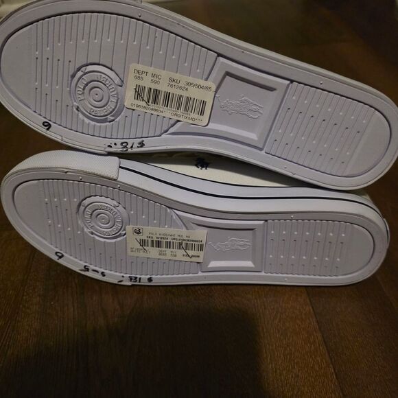 NWT-Polo Ralph Lauren White High-Top Sneakers with Multicolor Embroidery - Picture 12 of 16